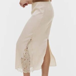 Satin midi slip skirt